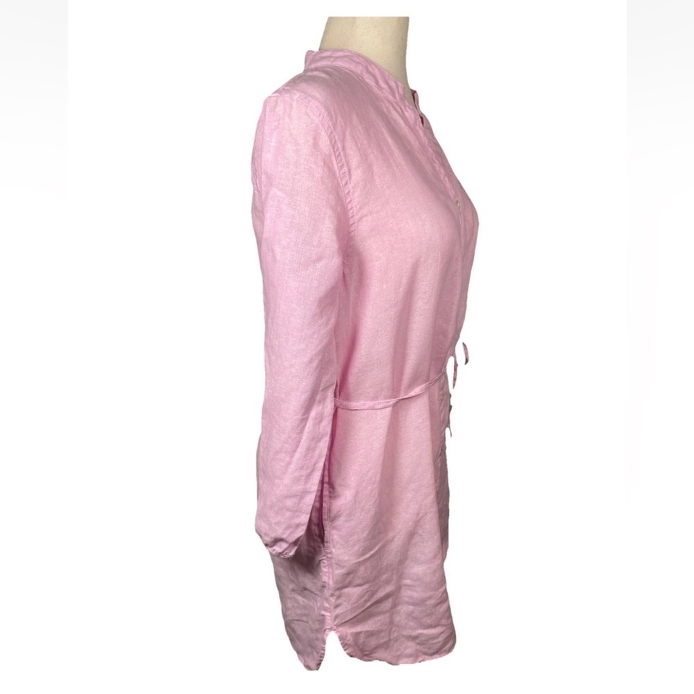 Joie Linen V-neck Button Up Midi Shirt Dress Women’s Size large Pink Belt - Picture 4 of 5
